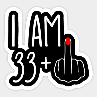 Vintage 34th Birthday I Am 33 Plus 1 Middle Finger Sticker